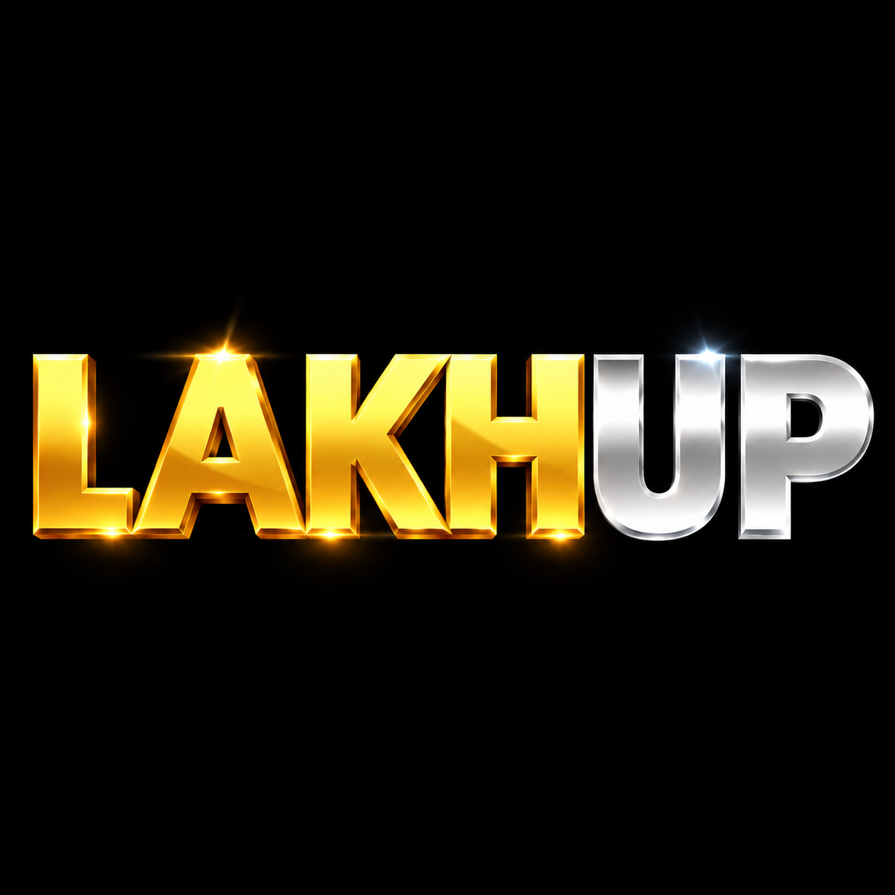 LakhUp Game logo in gold and silver metallic text on a black background
